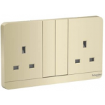 Schneider Electric 施耐德電氣 AvatarOn 13A 兩位連保護門有掣插座連LED指示燈 (酒金色) (E83T25N_WG_C5)